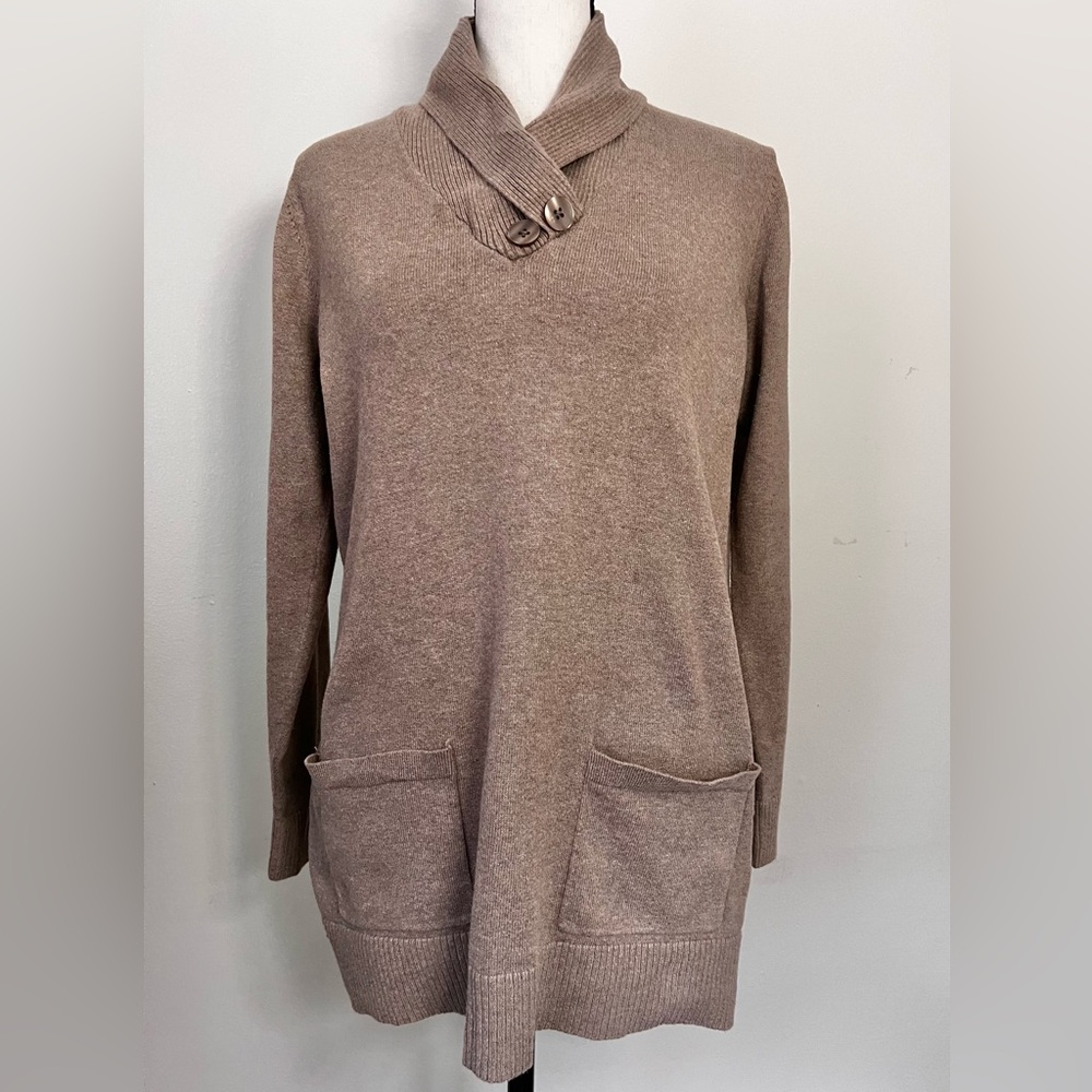 Wrapped V-Neck Sweater With Front Patch Pockets - image 1